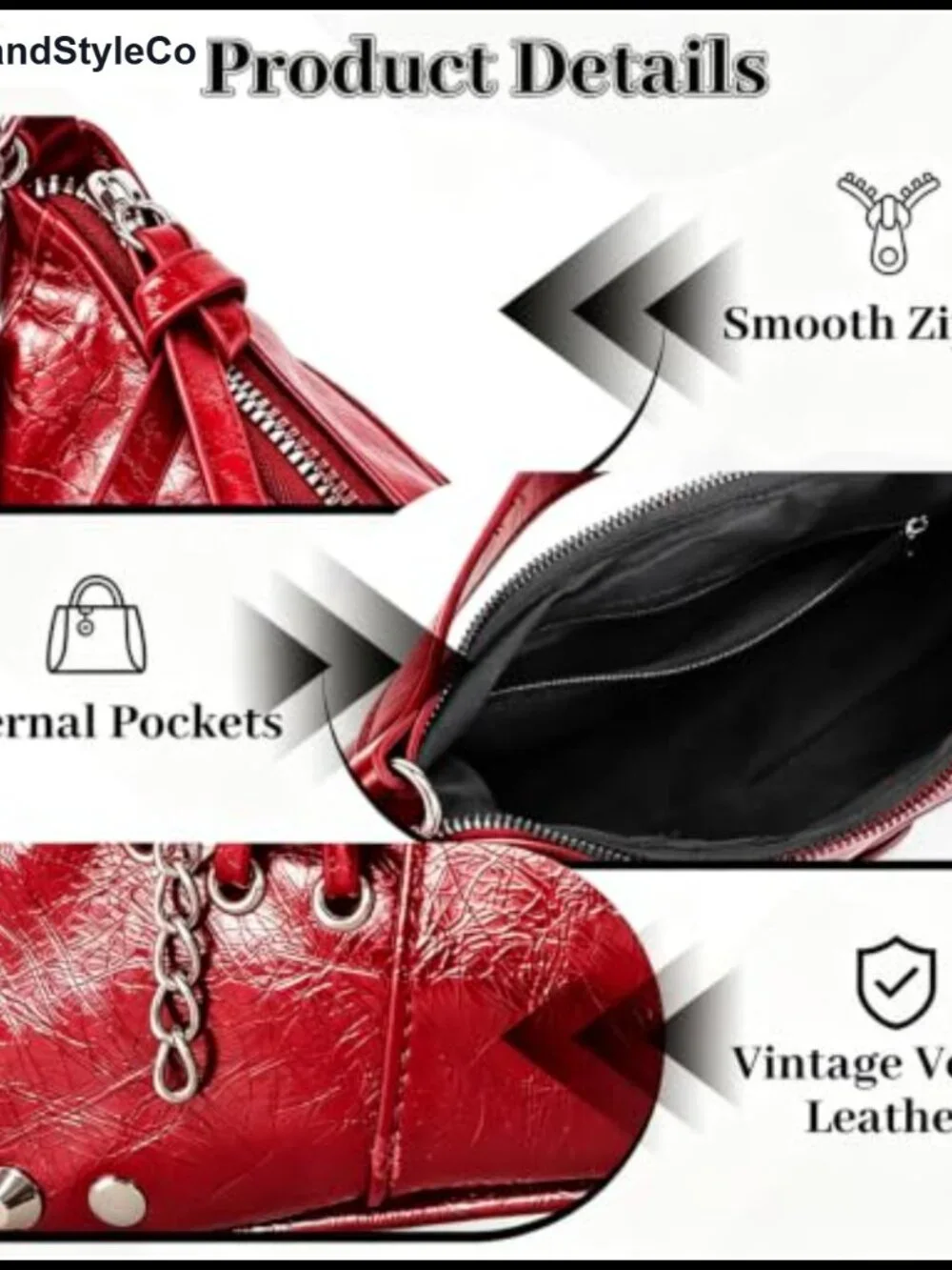 Faux Leather Y2K Punk Hobo Shoulder Bag Gothic Saddle Purse